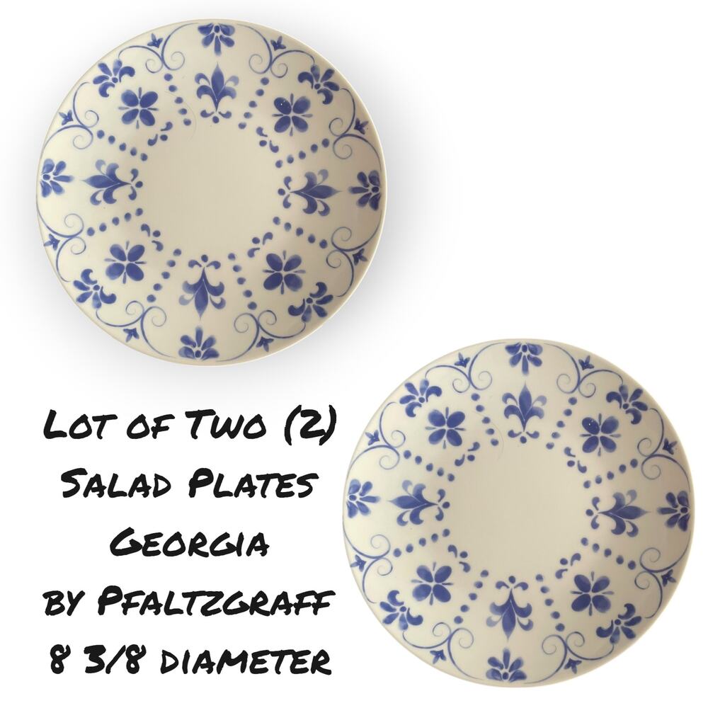 Lot of Two (2) Salad Plates Georgia by Pfaltzgraff 8 3/8 diameter | euc | Rare